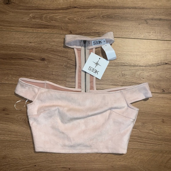LF Tops - Baby Pink Off the Shoulder Choker Top